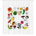 thumbnail image 3 of Vegetable Shower Curtain, Pepper Mushrooms Tomatoes in Doodle Style Vegan Restaurant Theme Illustration, Fabric Bathroom Set with Hooks, 69W X 84L Inches Extra Long, Multicolor, by Ambesonne, 3 of 3
