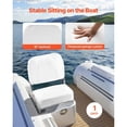 thumbnail image 2 of Low Backrest Folding Fishing Boat Seat with Thickened Sponge Cushion Waterproof PVC Leather Aluminum Alloy Hinges for Boats Yachts Ships White, 2 of 7