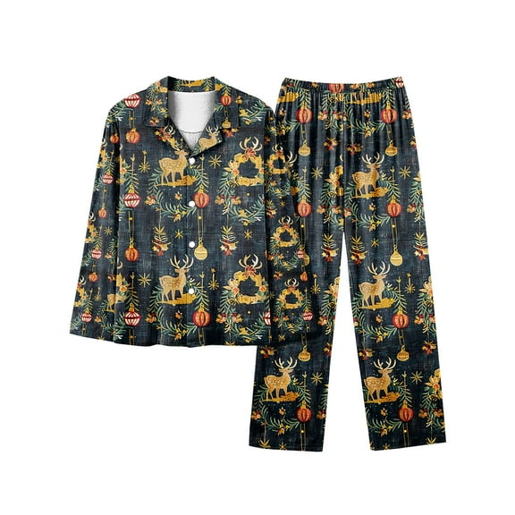 asdoklhq Plus Size Pajamas for Women Set Women's Christmas Long Sleeved Long Pants Couple Pajamas Women's Home Clothes Multicolor S