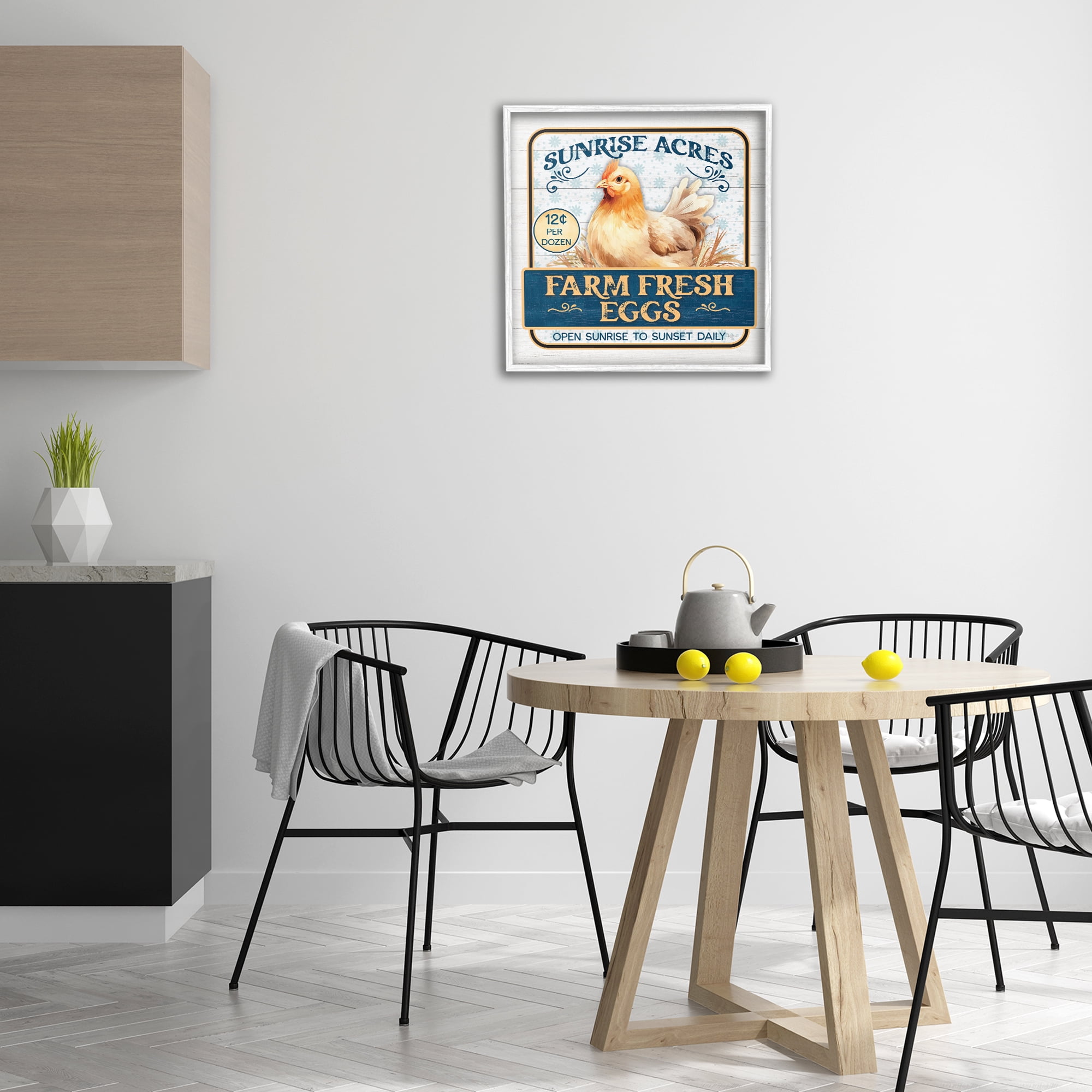 Stupell Industries Farm Fresh Eggs Animals & Insects Painting White Framed Art Print Wall Art, 24 x 24