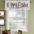 thumbnail image 3 of Easter Curtain Valances for Windows, Kitchen Valance Window Treatments Panel 2 Pack, Spring Leopard Printed Bunny Colorful Striped Rod Pocket Short Curtains for Bathroom Bedroom 42 x 18 Inch, 3 of 8