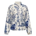 thumbnail image 5 of Jackets for Women Winter Coat Jackets Flannel Stand Collar Jacket(Blue Chinoiserie Toile Beautiful Bird,Size:S-4XL), 5 of 7