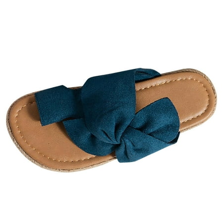 

Cathalem Women Slides Beach Women s Sandals With Elastic Brand Roman Gladiator Fashion Flip Flop Shoes(Blue 39)