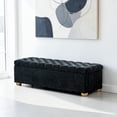 thumbnail image 2 of GZXS Large Storage Bench with Chenille Fabric, 60" Flip-Top Ottoman with Soft-Close Hinges, Wooden Legs, Modern End of Bed Bench for Bedroom/Entryway, Black, 2 of 9