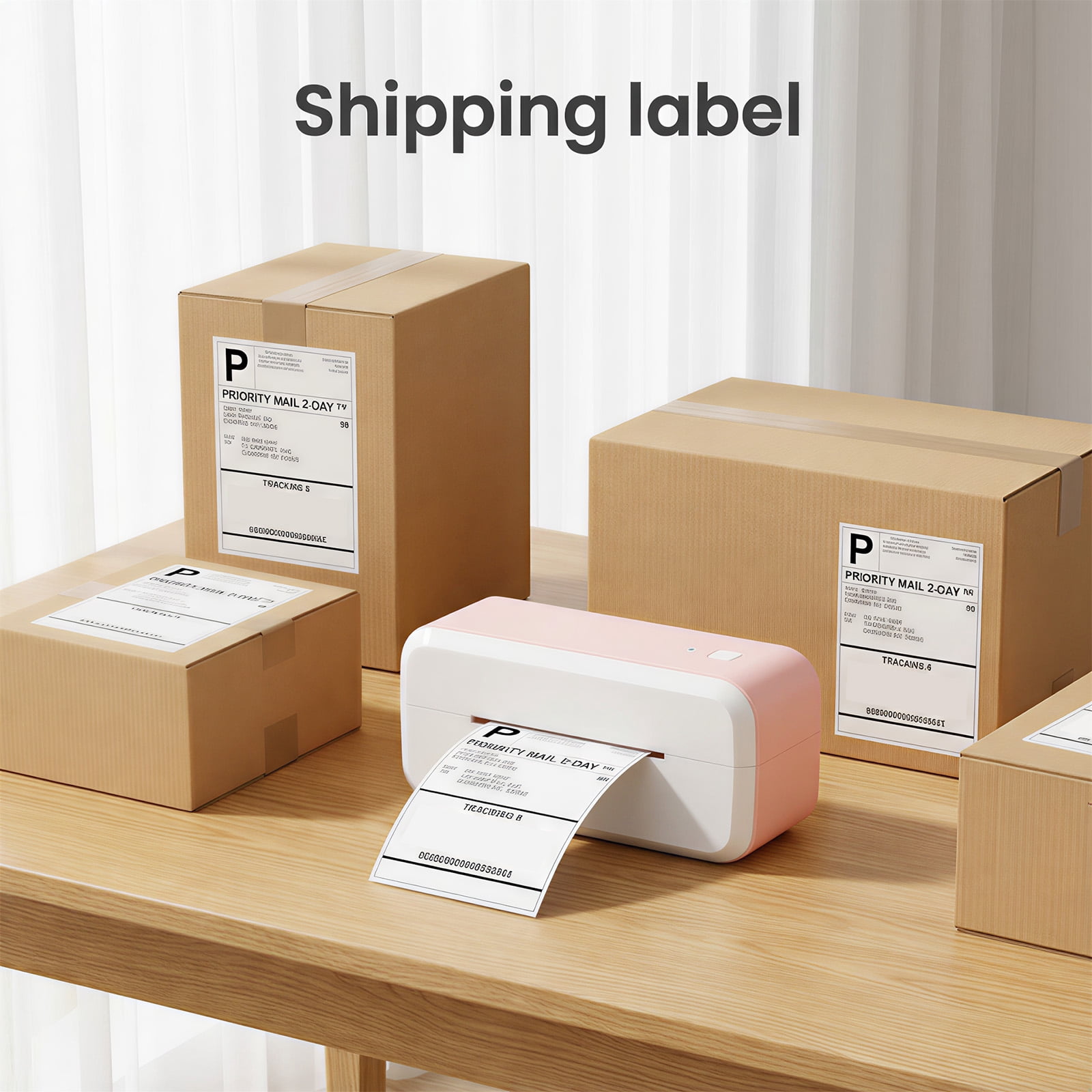 Phomemo Bluetooth Thermal Shipping Label Printer, 4x6 Wireless Label Printer for Shipping Packages, Compatible Android, iOS, Mac OS, and Windows, Widely Used for Amazon, Ebay, Shopify, Etsy, USPSPink