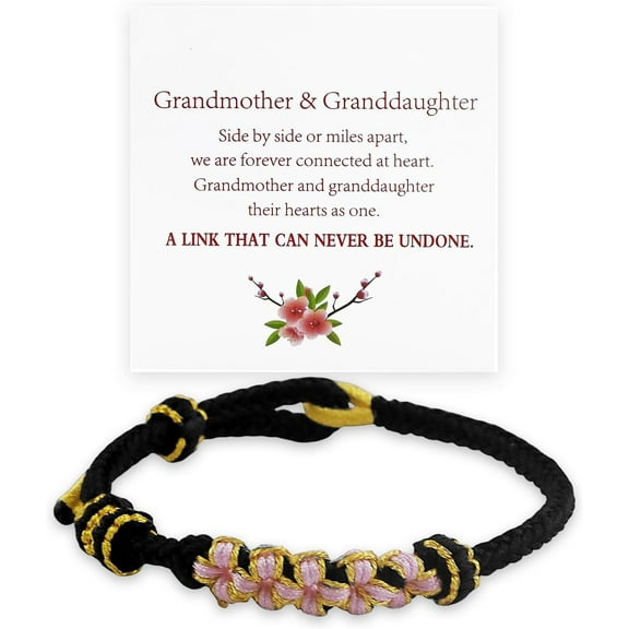 Granddaughter Bracelet from Grandma A Link That Can Never Be Undone Peach Blossom Knot Inspirational Bracelet Miss You Bracelet Adjustable Braided Bracelets