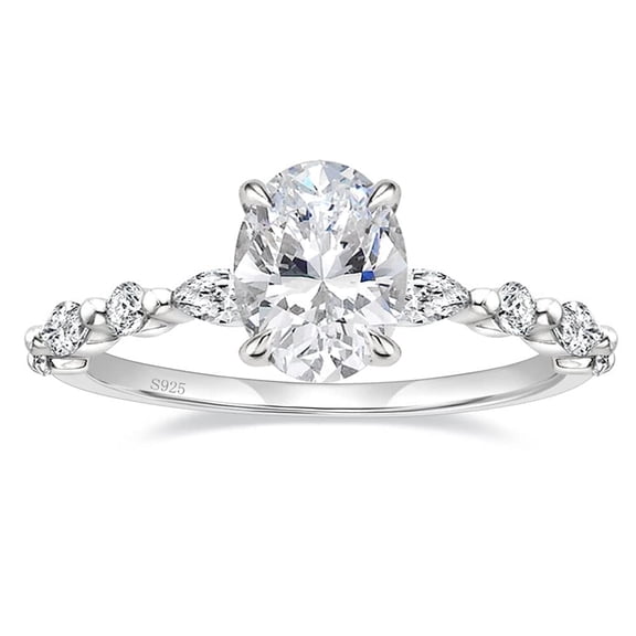 VOLALO 2 Carat Oval Cut Engagement Promise Ring for Women