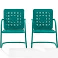 thumbnail image 3 of Crosley Furniture Bates Metal Patio Chair in Turquoise (Set of 2), 3 of 14