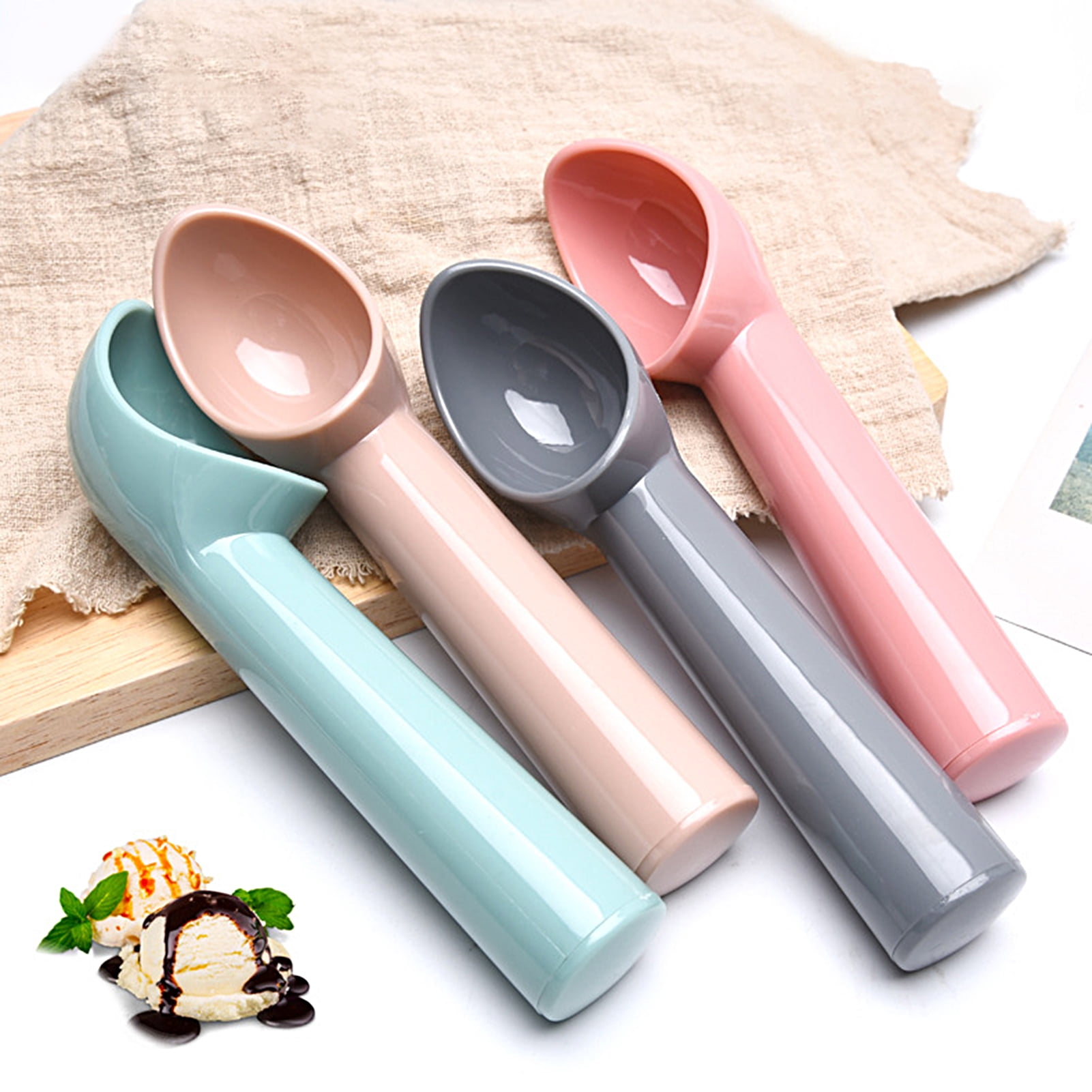 Shebeky 1 Set Ice Cream Scoop Food Grade Cold-Resistant Plastic Watermelon Fruit Ball Spoon Dessert Scoop for Home