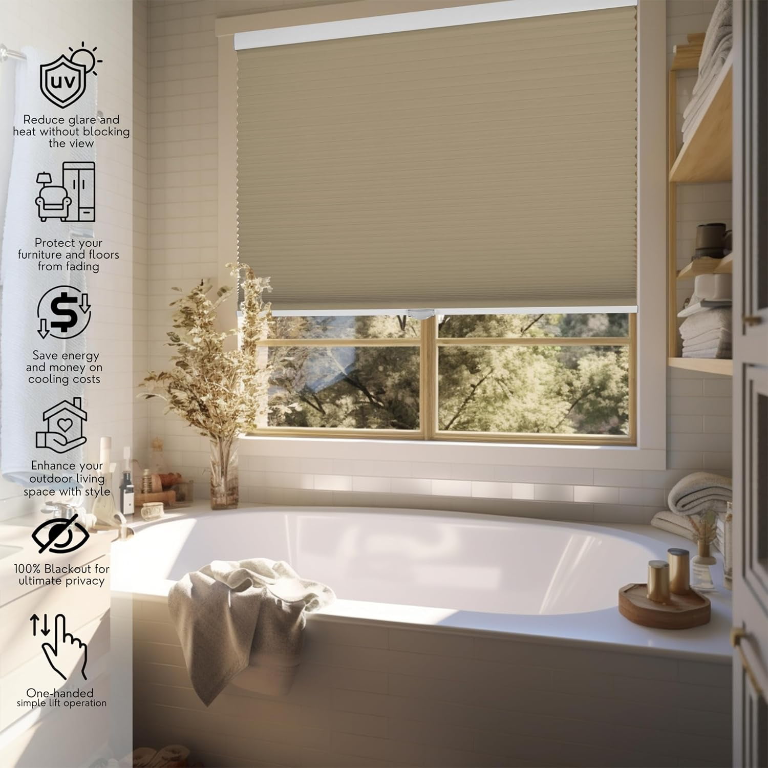 Chicology Sand Cordless Blackout Cellular Shades 61.5 in. W x 48 in. L