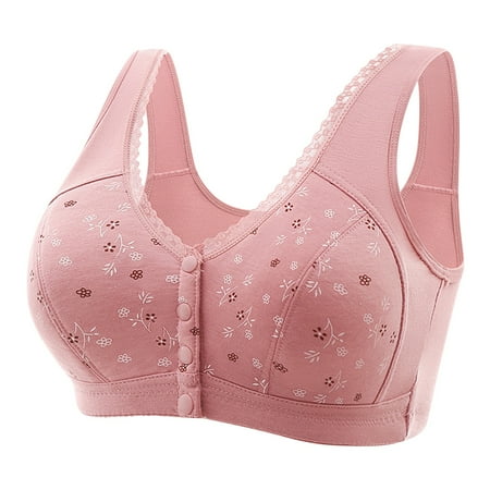 Homenesgenics Bras for Women Plus Size Clearance Sports Bra Cotton 48 ddd Women Sexy Front Buckle for Middle-Aged and Elderly underwear Soft Cotton Oversized Tank Top Wireless Bra Pink 46/105