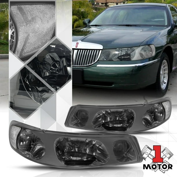 Smoke Tinted Headlight Lamp Clear Signal Reflector for 9802 Lincoln