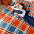 thumbnail image 4 of Manfei Checkered Art 7-Piece King Bedding,Geometric Plaid King Bed in a Bag,Orange Blue Black,Navy Blue Reversible, 4 of 7