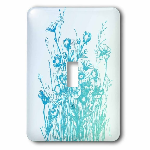 3dRose, Vintage Aqua Floral- Flowers, single toggle switch