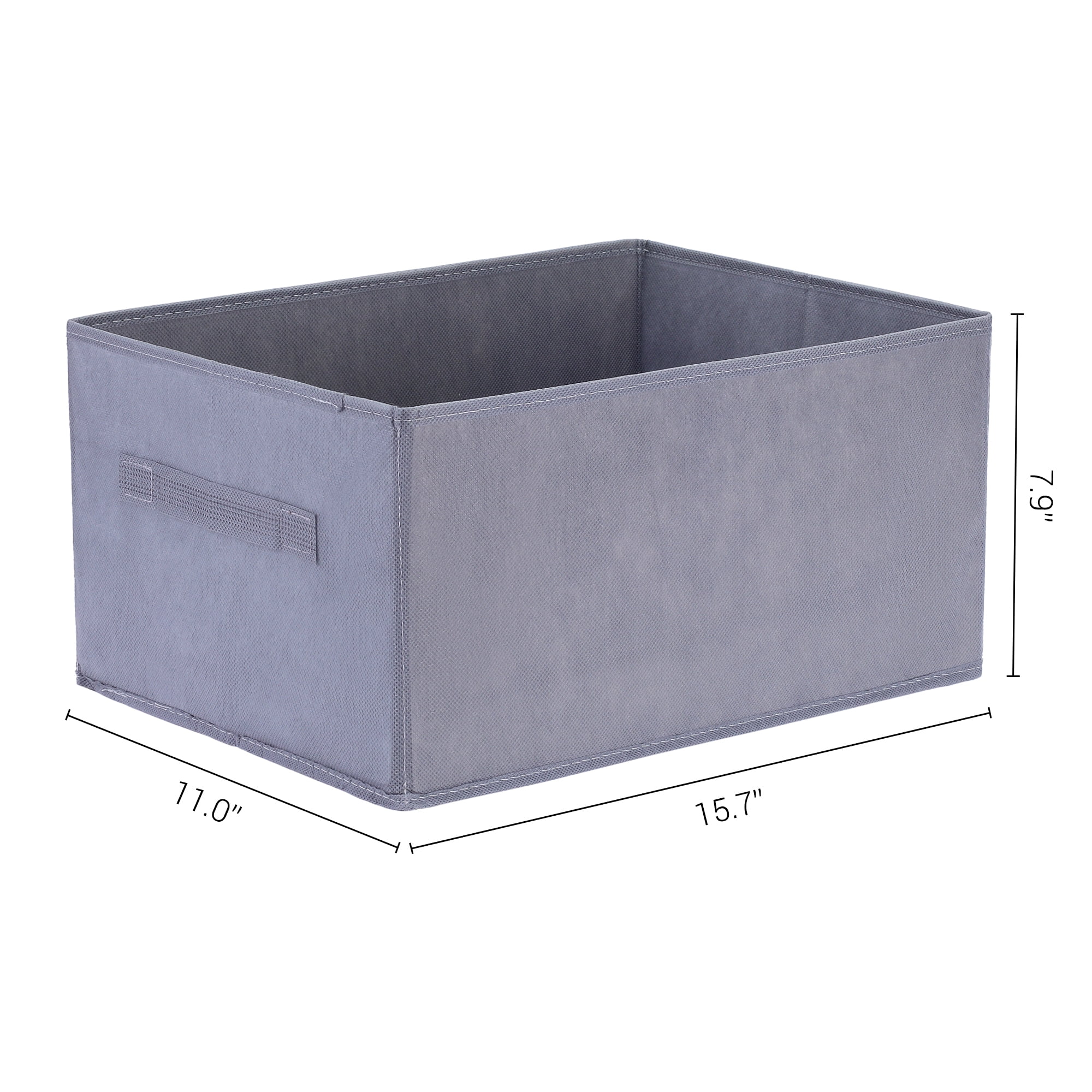 Unique Bargains Storage Cube Fabric Bin with Handles 1 Pc Basket Grey 16x11x8"