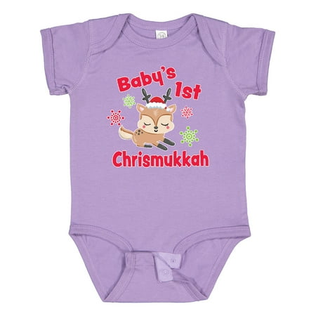 

Inktastic Baby s 1st Chrismukkah with Cute Reindeer and Snowflakes Gift Baby Boy or Baby Girl Bodysuit