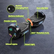 MOSTA Bluetooth Hoverboard with LED Headlight, 2-Wheel Self-Balancing Electric Scooter 6.5 inch Black