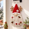 thumbnail image 3 of Christmas Crochet Kit for DIY Door Hanger Decor, Red Gnome with Antlers Wall Art Craft Set, Holiday Decoration Supplies 14 Inch, 3 of 6
