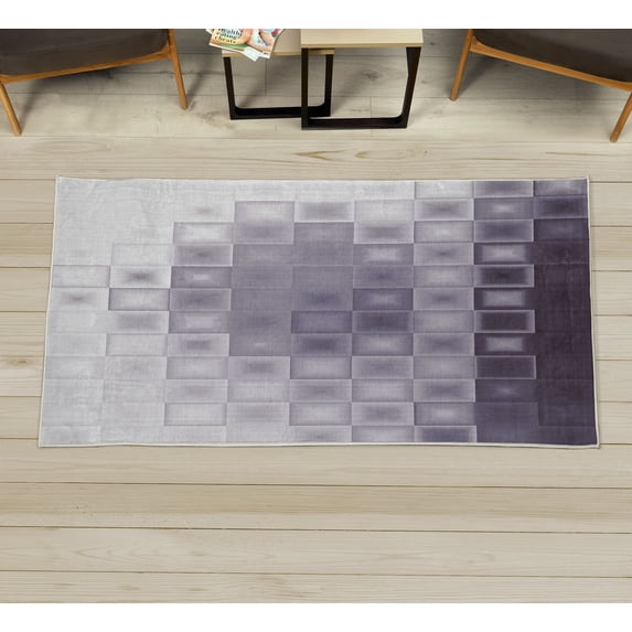 Abstract Decorative Rug, Mosaic Style Theme Fractal Square Shapes with Charming Effects Image Print, Quality Carpet for Bedroom Dorm and Living Room, 6 Sizes, Pale Eggplant, by Ambesonne