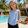thumbnail image 5 of fatyb Cotton Linen Tank Tops for Boys Girls Summer Sleeveless Lightweight Plain Kids Casual Beach Shirts, 5 of 7