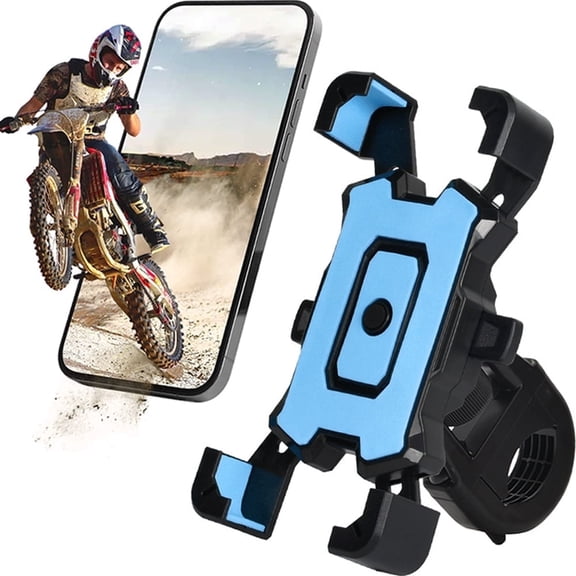 Deally Cell Phone Holder for Bike, Adjustable E Bike Phone Mount Handlebar, 360° Rotatable Motorcycle Clamp, Scooter Phone Holder 4.7-6.8 Inch, Blue