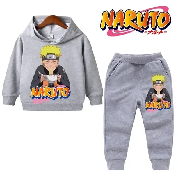 Conjunto deportivo con estampado de Naruto para niños, Sudadera con capucha y pantalones, 8 colores cálidos, holgado, gran oferta, 2024