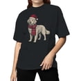 thumbnail image 2 of Festive Dog in Santa Hat Art Women's T-shirt, 2 of 3