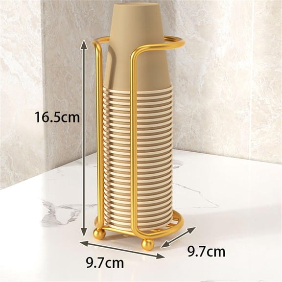 Metal Disposable Cup Storage Holder Rack Shelf Water Tea Cups Dispenser Household Kitchen Paper Cup Display Stand Organizer Supplies