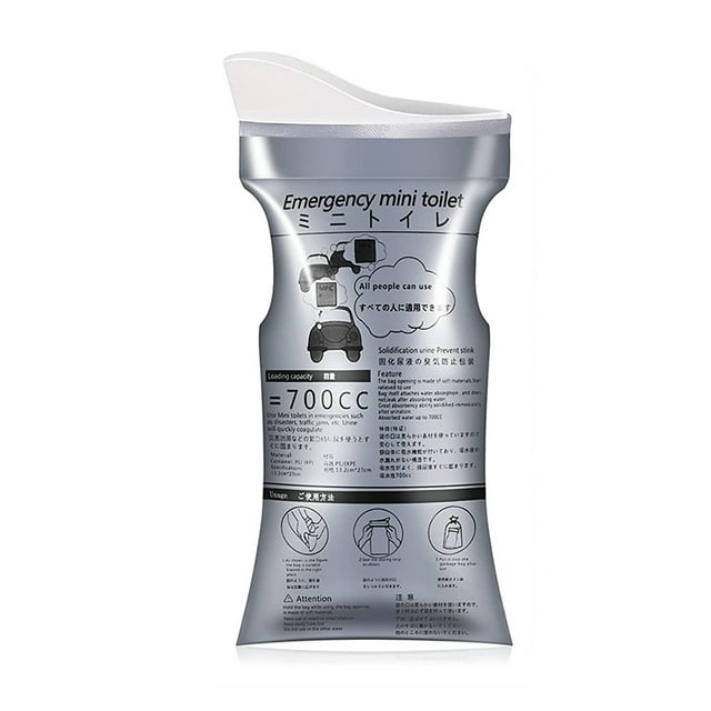 Bewildely Bolsa de orina portátil de 4 piezas Mini inodoro exterior plegable a prueba de fugas Suministros de limpieza para el hogar