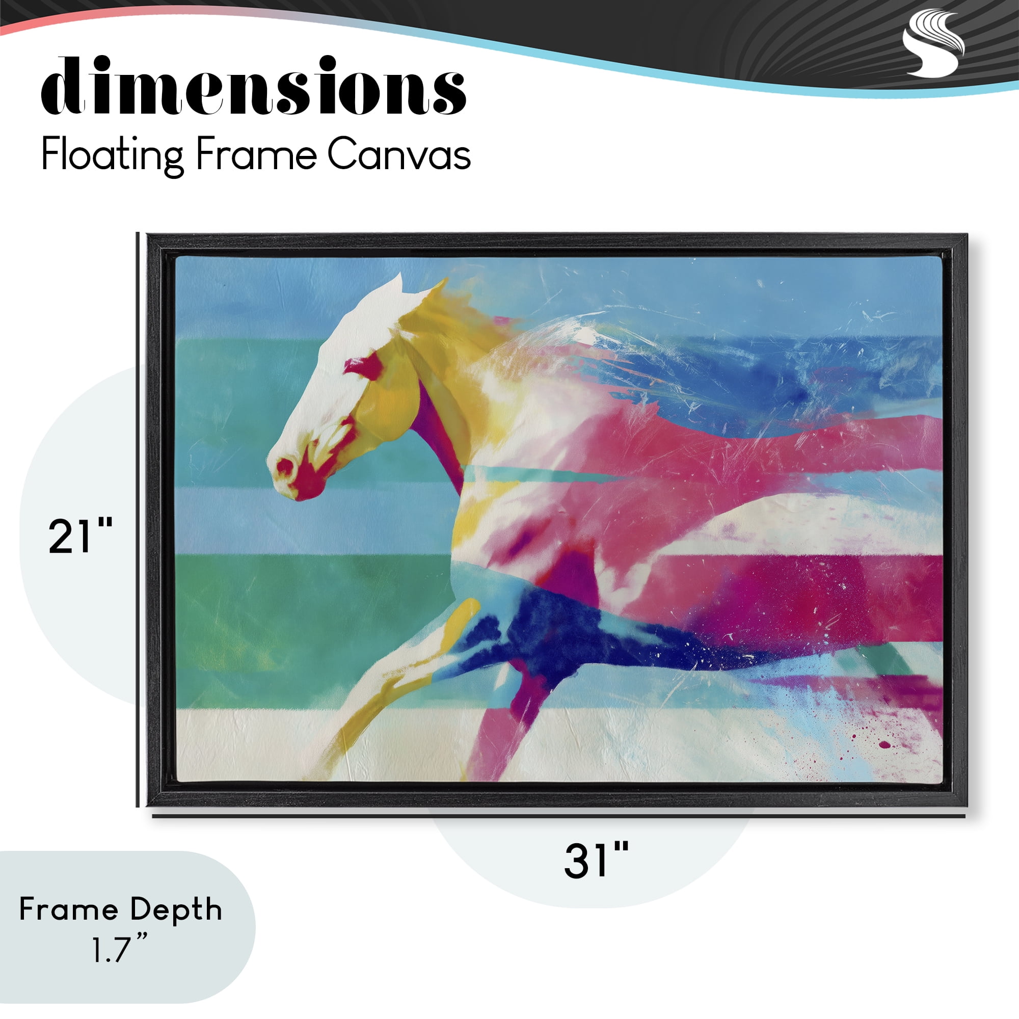 Stupell Industries Abstract Horse In Stripes Black Framed Floater Canvas Wall Art, design by Chromatic Storm Studio