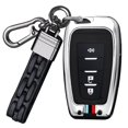 thumbnail image 3 of 3 Button Key Fob Cover Compatible with Toyota 2018-2023 Camry RAV4 Highlander Avalon C-HR Prius Corolla GT86 Keyless Silicone & Metal Key Case with Keychain, 3 of 7