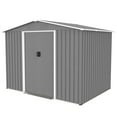 thumbnail image 2 of 8x6 FT Outdoor Tool Storage Shed with Metal Foundation & Lockable Doors,  All Weather Metal Sheds for Garden, Patio, Backyard, Lawn, Gray, 2 of 9