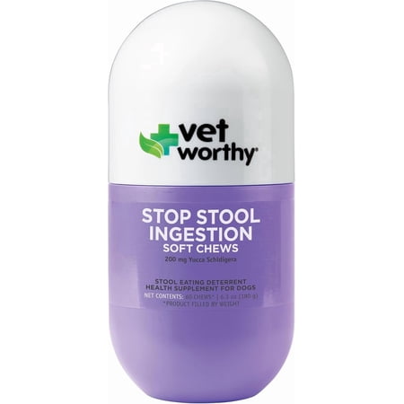 Vet Worthy Coprophagia Deterrent for Dogs - Pet Supplement with Chamomile, Yucca Schidigera to Stop Stool Eating for Dogs - Contains Parsley to Naturally Freshen Breath - 60 Soft Chews