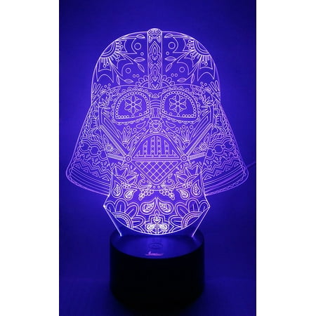 MYKOMI Darth Vader 3D Night Light LED Illusion Lamp Bedside Desk Table Lamp 7 Color Changing Lights with Acrylic Flat & ABS Base & USB Charger as Home Decor and A Best Gift