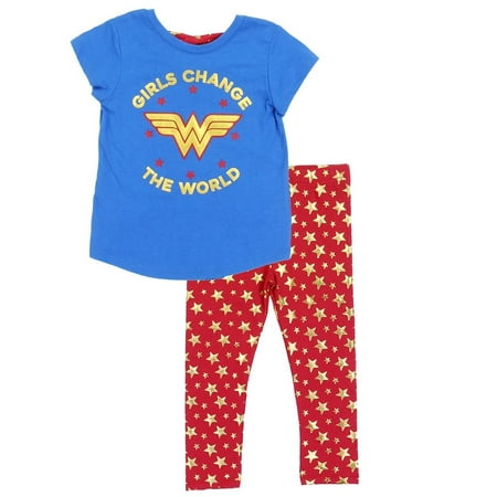 Wonder Woman Toddler Girls' Criss Cross Top and Leggings Set, Blue