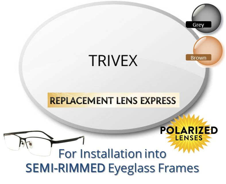 Single Vision Polarized Trivex Prescription Eyeglass Lenses, Left and