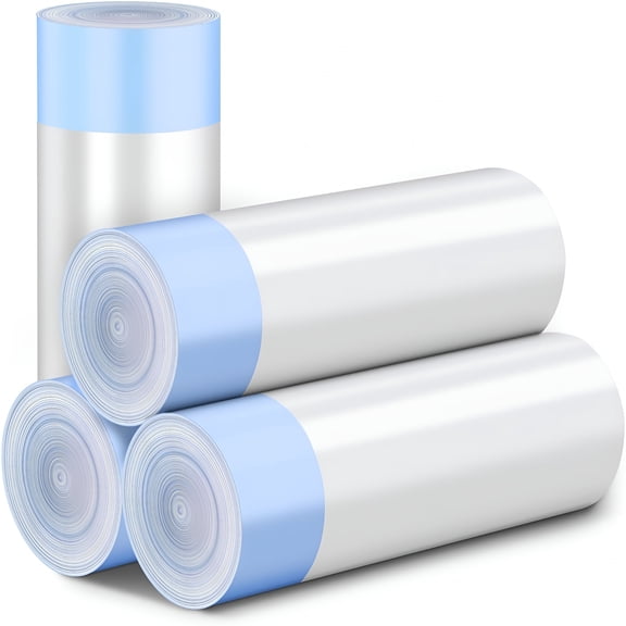 ACDANC 60 Count Waste Bags for Self Cleaning Cat Litter Box, 17.8 x 17.8 inches Replacement Extra Large Liners, 4 Rolls of Drawstring Trash Bags for Robot Automatic Litter Boxes (60 Counts/4 Rolls)