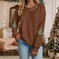 thumbnail image 2 of zaveiop Sweatshirt for Women Novelty Casual Long Sleeve Christmas Tree Print Crewneck Printed Pullover Oversized Cute Loose Thermal Comfort Tops (Z5-Brown, S), 2 of 5