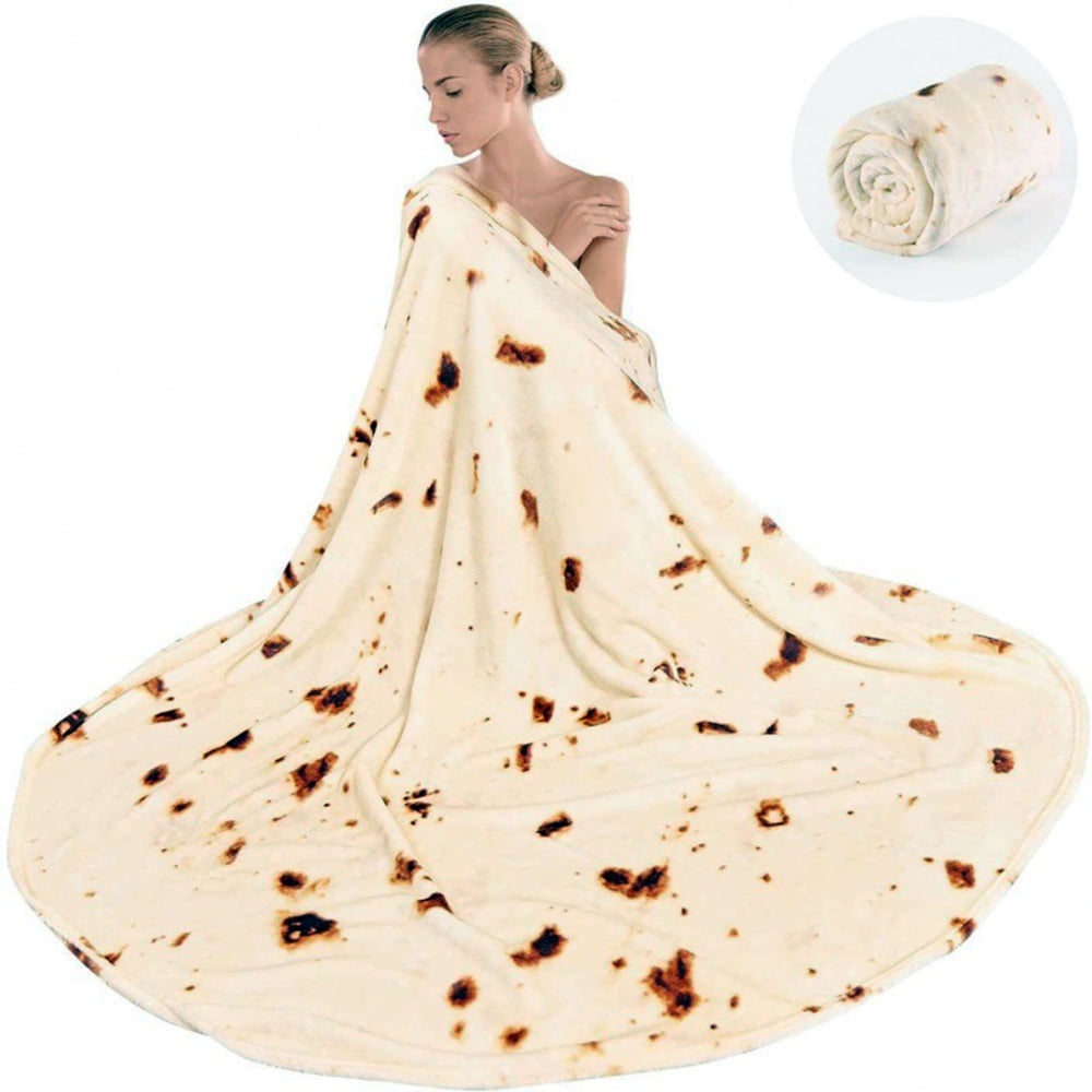 Burritos Tortilla Throw Blanket, Double Sided Giant Flour Novelty Throw