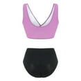 thumbnail image 3 of WREESH Womens Two Piece Swimsuit High Waisted Swimsuit New Fashion Split Swimsuit Casual Bikini Swimsuit Beach Bathing Suit Purple, 3 of 6