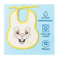 thumbnail image 2 of Babero Bebe De Tela Y Plastificado Atrás Impermeable 12pza de Conejos Malubero Multicolor, 2 of 4