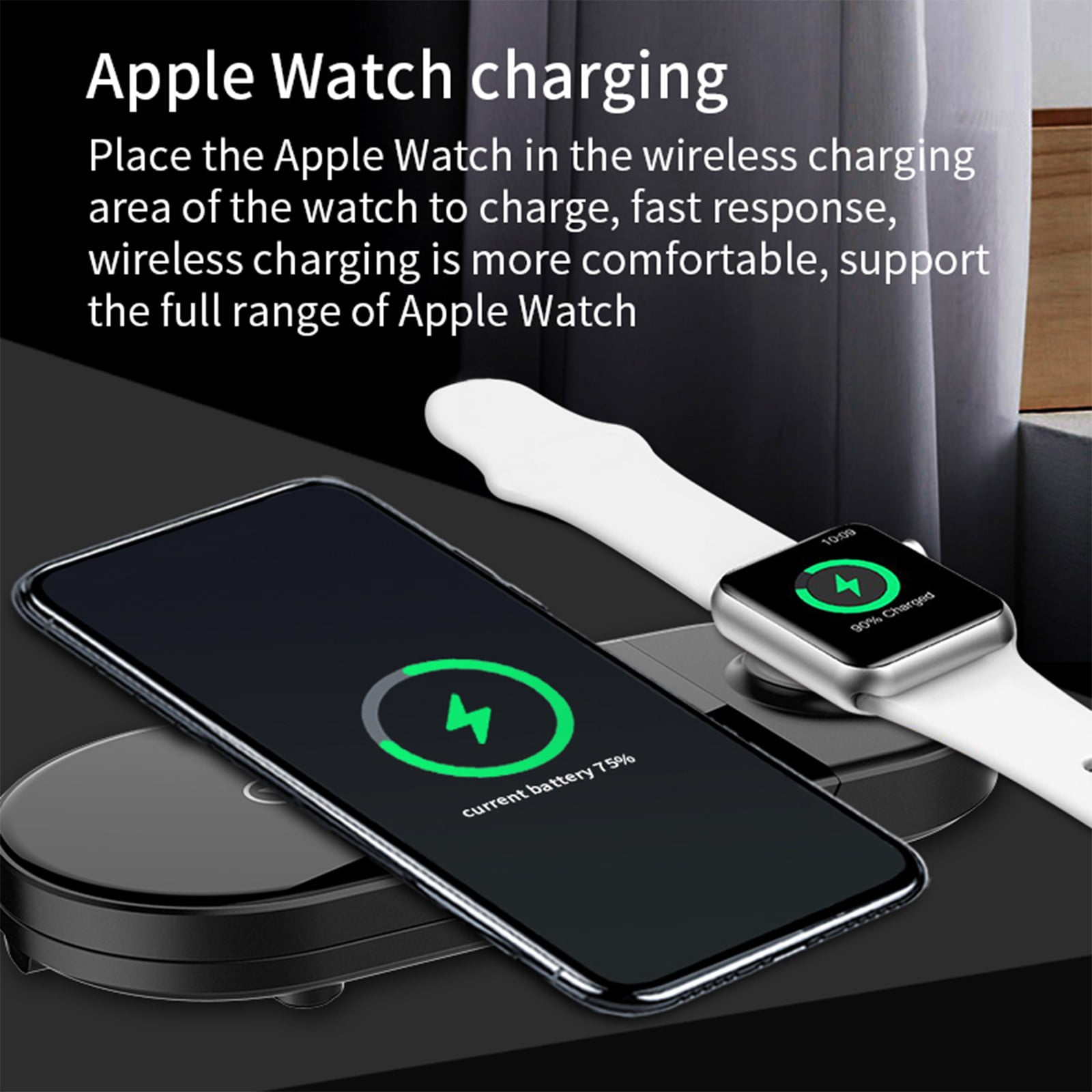 Foldable 3-in-1 Charger, 15W Portable Vertical Watch Wireless Charger, Small Mobile Phone Charging Stand