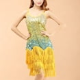 thumbnail image 2 of IWRICH Women's Dance Dress Tassel Salsa Dancewear Sequin Fringe Dress Modern Ballroom Outfits Yellow One Size, 2 of 6