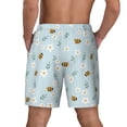 thumbnail image 4 of Uemuo Bee Flower Pattern Mens Swim Trunks Quick Dry Board Shorts with Mesh Lining, Stretch Beach Shorts Quick Dry No-Chafing Board Shorts-Medium, 4 of 9