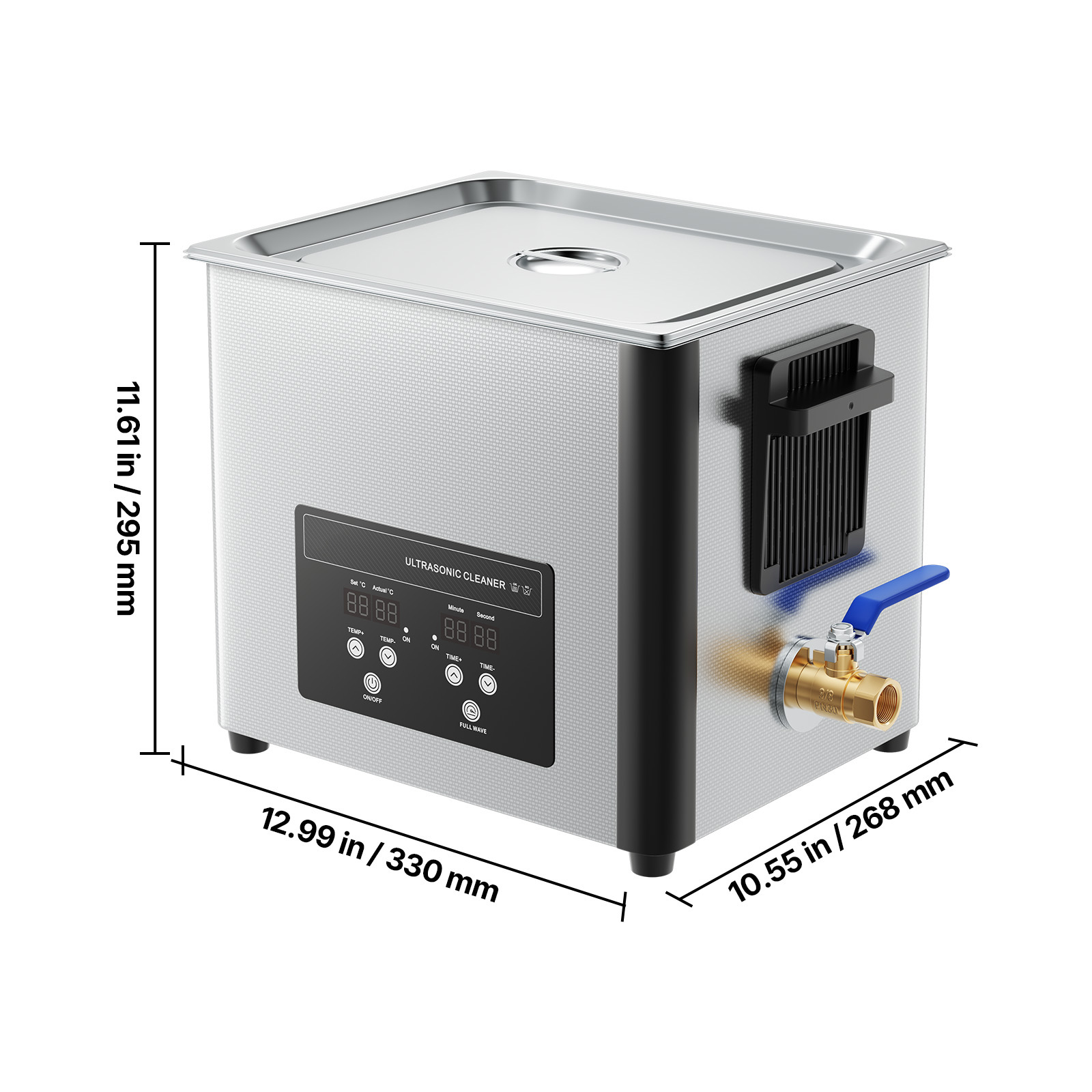KFFKFF 10L Ultrasonic Cleaning Machine with Digital Display, Stainless Steel 40kHz Cleaner for Jewelry, Watches, Razors, Coins, and More, Includes Cleaning Basket