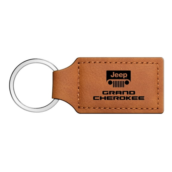 Jeep Grand Cherokee Rectangular Brown Leather Key Chain