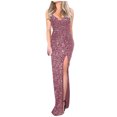 thumbnail image 1 of WEAIXIMIUNG Carnaval Femme Décolleté Profond Paillettes Portefeuille Froncé Sans Manches Robe de Soirée de Boîte de Nuit, 1 of 5