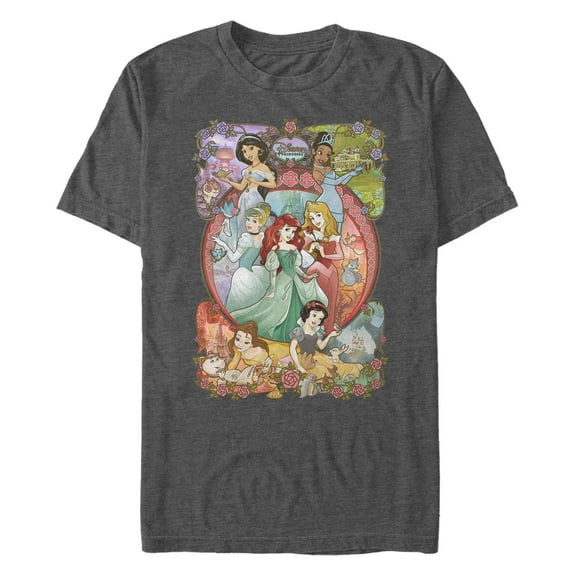 Disney Big Tall Princess Power Mens Tops Short Sleeve Tee Shirt X-Large Big Tall Charcoal Heather
