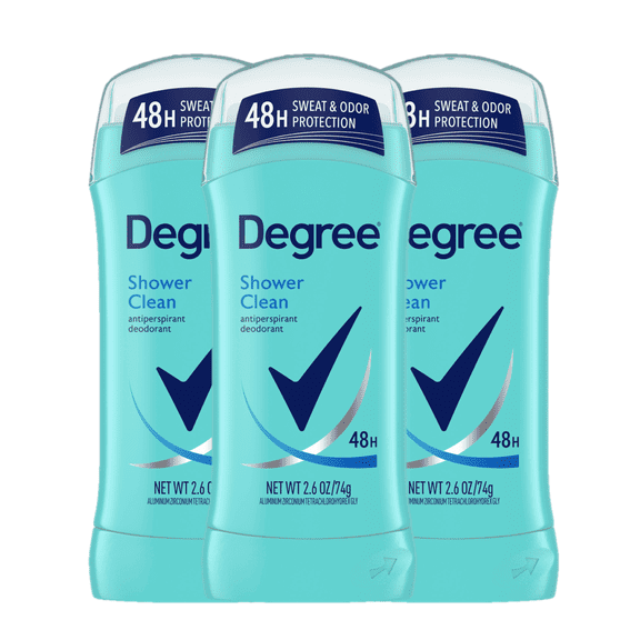 Degree Original Antiperspirant Deodorant for Women Shower Clean 48 Hour Sweat & Odor Protection, 2.6 oz