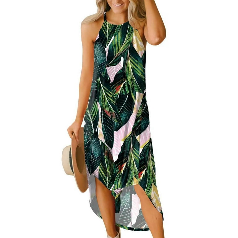Cute Party Sun Dresses Tropical Print Women's Casual Long Flowy Irregular Hem Sundress for Women Beach Vacation Crewneck Sleeveless Maxi Summer Shirt Dress for Women - Walmart.com Cute Party Sun Dresses Tropical Print Women's Casual Long Flowy Irregular Hem Sundress for Women Beach Vacation Crewneck Sleeveless Maxi Summer Shirt Dress for Women - Walmart.com